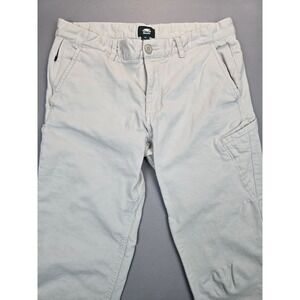 Roots Mens 34 Tapered Stretch Twill Utility Chino Pants Stone Zip Pocket EUC